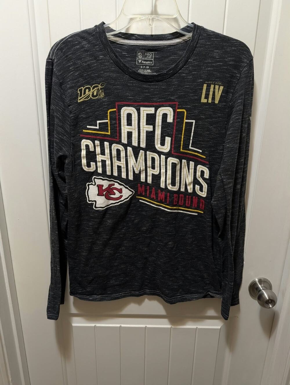 Kansas City Chiefs AFC Championship Black Long Sleeve Shirt Super Bowl Men's S